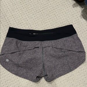 lululemon athletica Women's Heathered Gray and Black Athletic Shorts